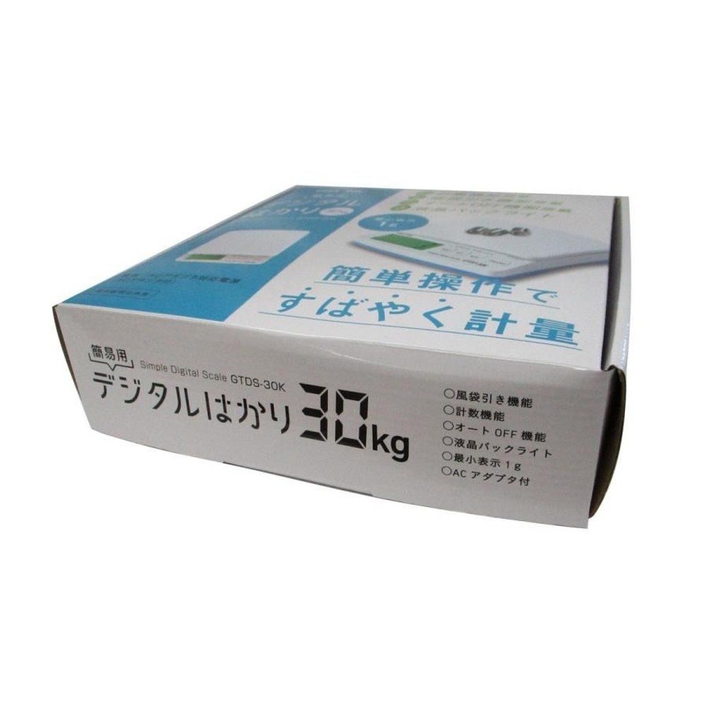 グレートツール 簡易デジタルはかり 最小表示1g 最大30kg 取引証明以外用 GTDS-30K, ホワイト, 最大30kg