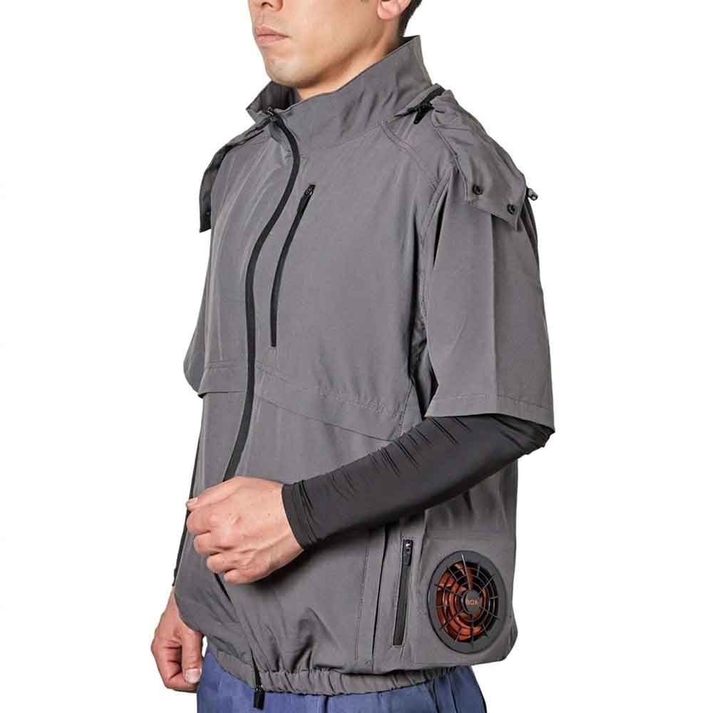 【2026年モデル】ウイザ　WIZ'A　アイストライアングル空調ウェア　半袖　チャコール, チャコール, Mサイズ