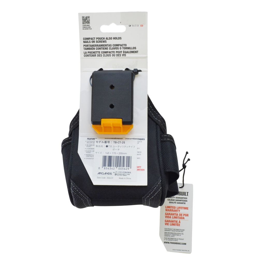 TOUGHBUILT（タフビルト）　テープメジャーポーチ　TB-CT-25　ClipTech対応　工具ポーチ　5ポケット, 黒, TB-CT-25