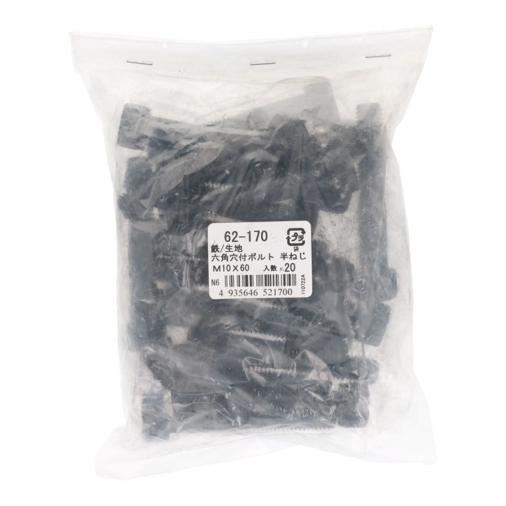 鉄生地　６角穴付ボルト　Ｍ１０&times;６０　２０個入, 六角穴付ボルト, M10&times;60