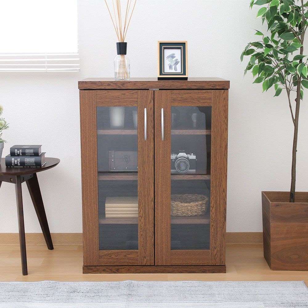 不二貿易 ラルゴ　キャビネット　オークＢＲ【メーカー直送・代引不可】, ブラウン, 幅600mm&times;奥行415mm&times;高さ800mm