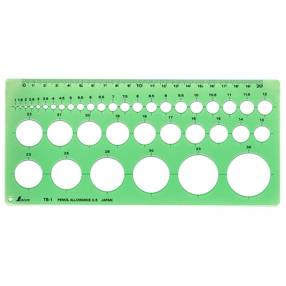 テンプレート TB-1円定規(中), 66004, 105&times;230&times;0.75mm