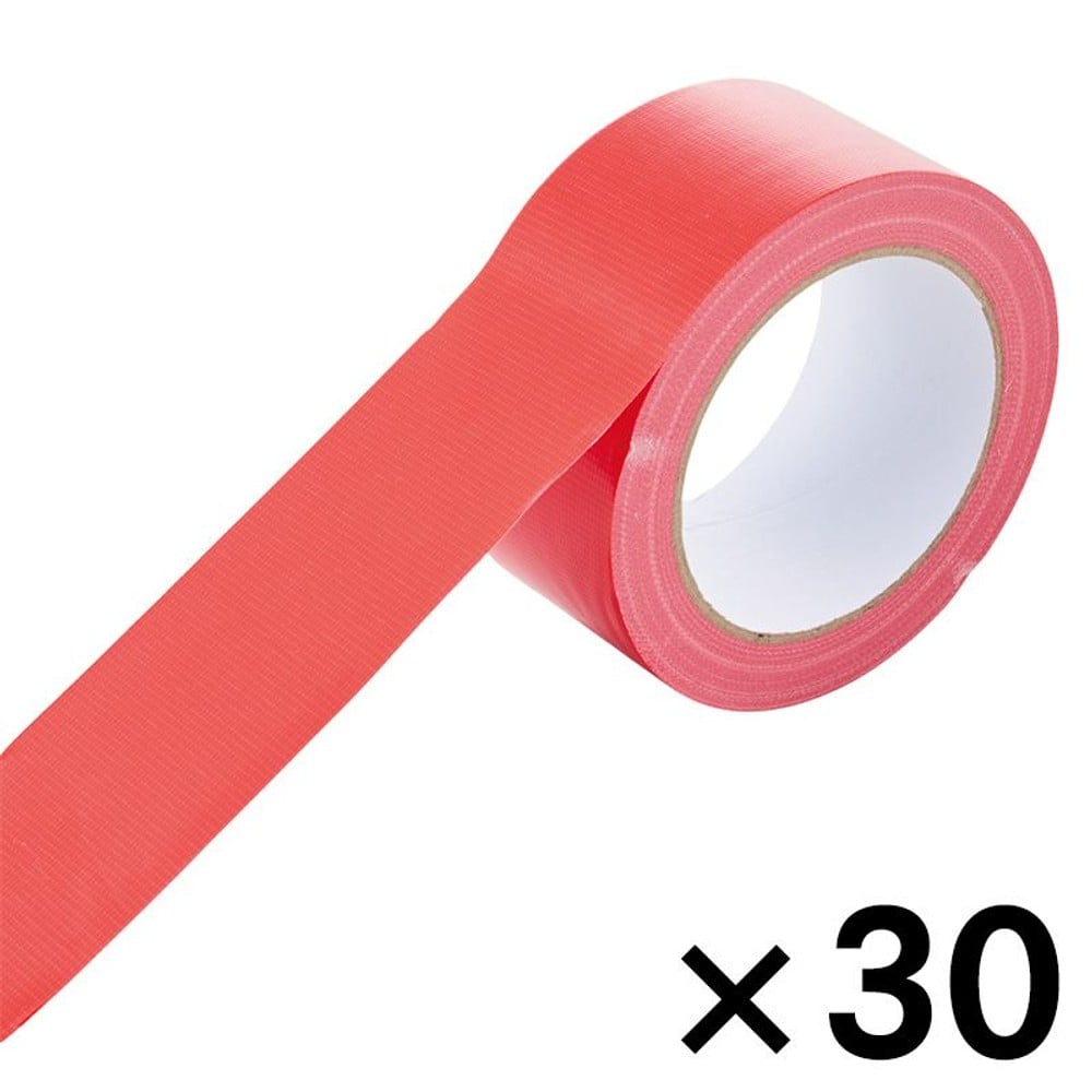 WIZ'A ウィザ 梱包用カラー布テープ赤　（約）幅５０ｍｍ&times;長さ２５ｍ&times;３０個セット, 赤, 幅５０ｍｍ&times;長さ２５ｍ