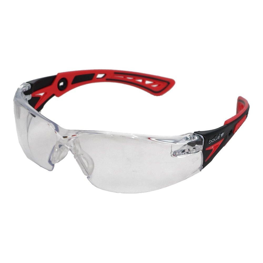 bolle 保護メガネ ラッシュプラス クリアレンズ レッド／ブラック HCブリスタパッケージ, クリア, 1個入り