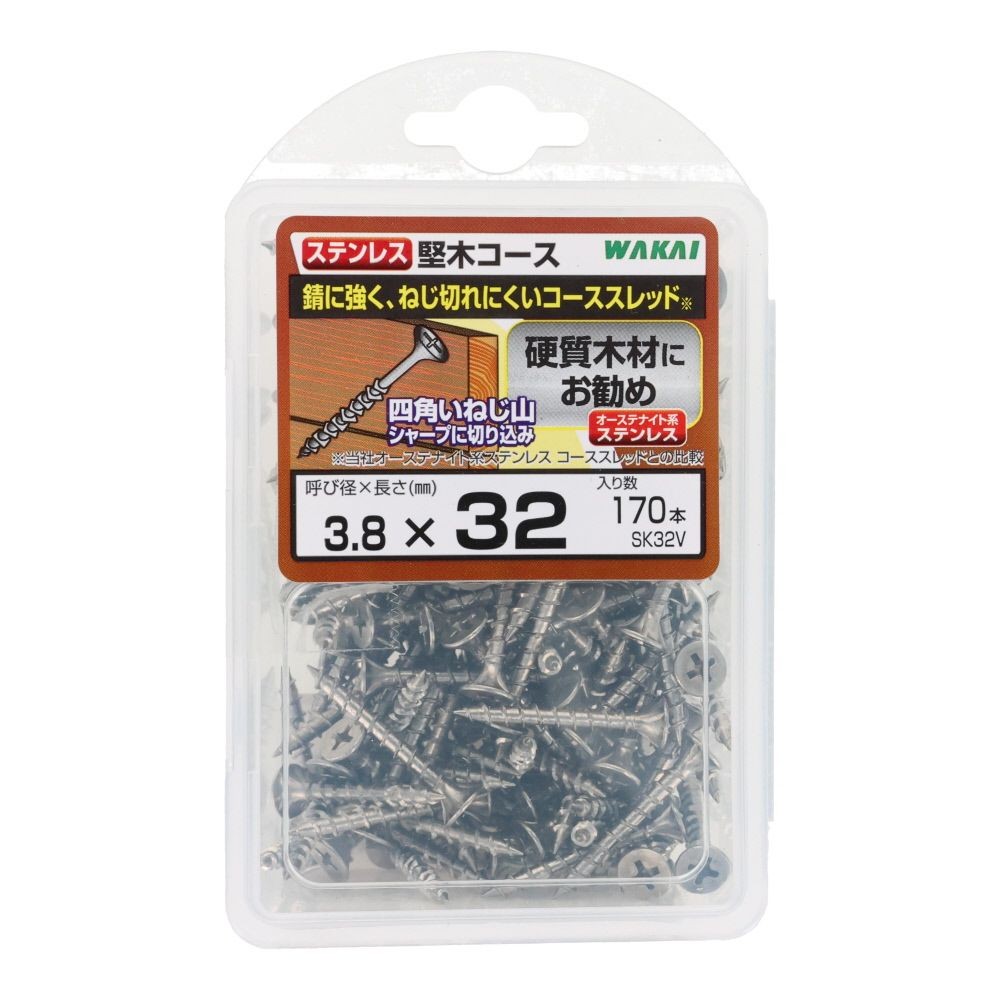 ＷＡＫＡＩ　堅木コース　バリューパック　３．８&times;３２, ビス, 170本入り