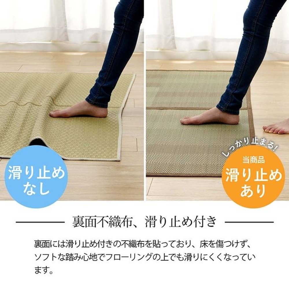 イケヒコ い草カーペット 花ござ ルネ 裏面不織布 レイクブルー 本間 【メーカー直送・代引不可】, レイクブルー, 本間3畳 191&times;286cm
