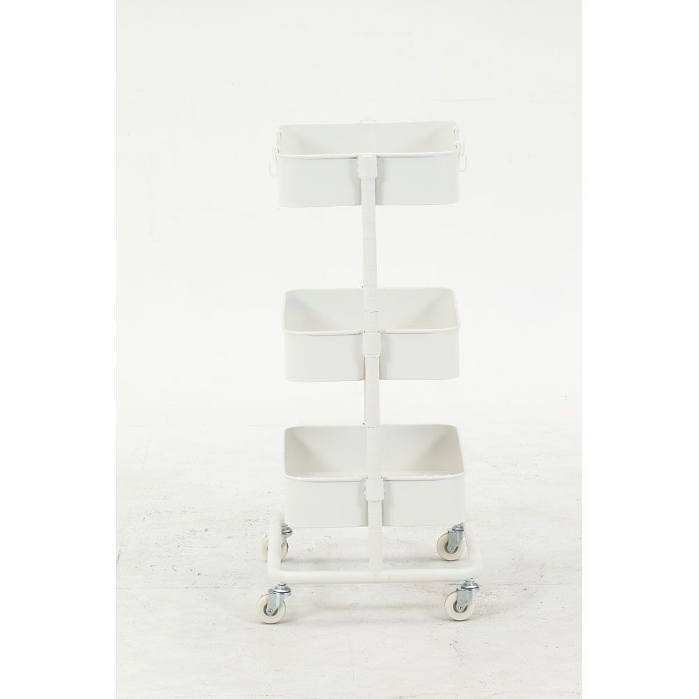 不二貿易 高さが調整できるワゴン　マルシェ　オフホワイト【メーカー直送・代引不可】, ホワイト, 幅420mm&times;奥行360mm&times;高さ780mm