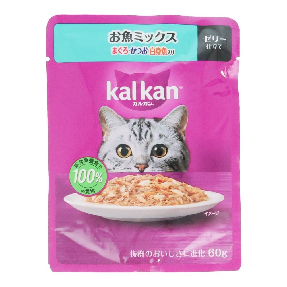 カルカンパウチ　お魚Ｍ　まぐろ・かつお・白身魚入り, お魚Ｍ　まぐろ・かつお・白身魚入り, 60g