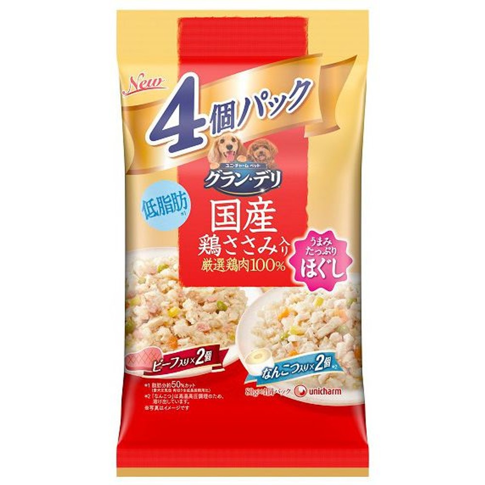 ユニチャーム　グラン・デリＰほぐしビーフなんこつ８０ｇ&times;４, -, 80g
