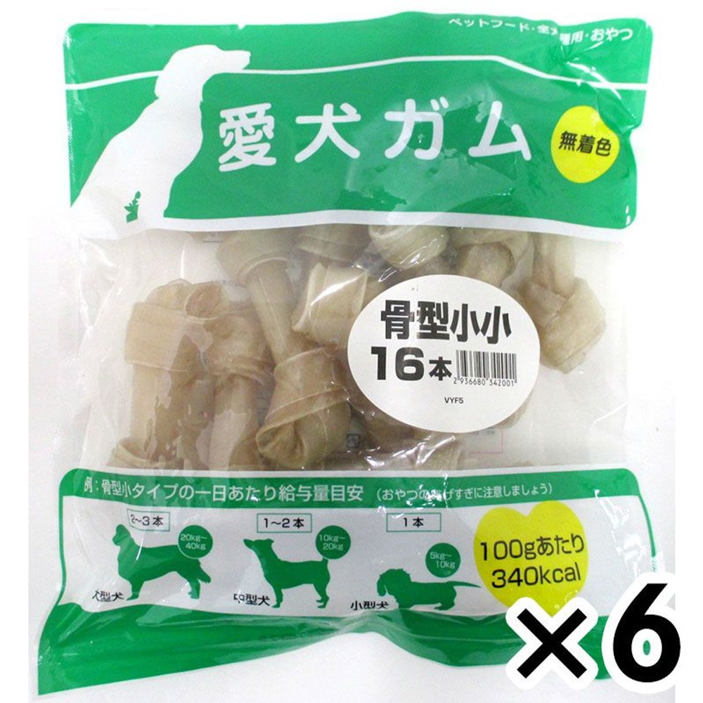 愛犬ガム　骨型　小小16本 &times;6個セット, 骨型小小, 16本