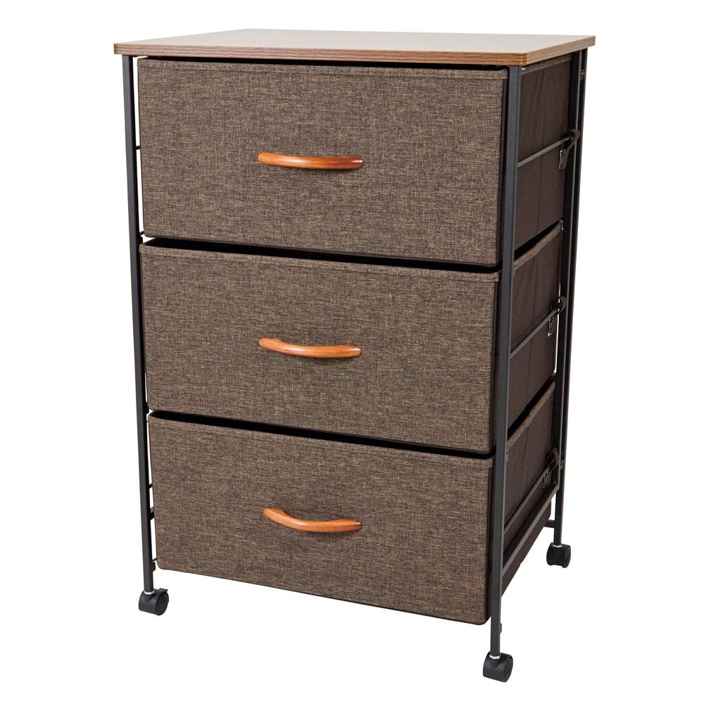 組立簡単ファブリックチェスト４８幅３段, ブラウン, 3段