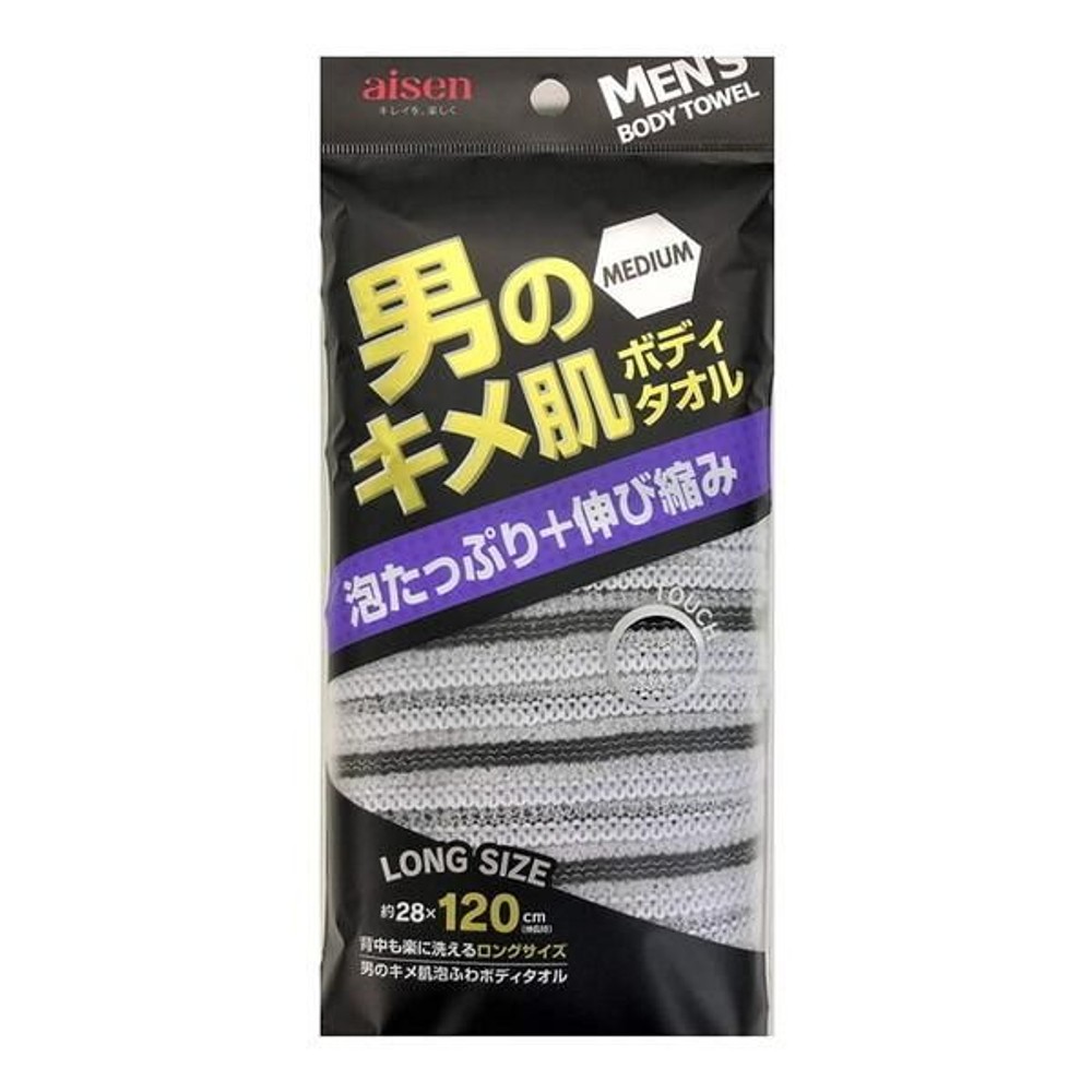 ニュー男のキメ肌ボディタオル 肌泡ふわ BY505, BY505, 28&times;120cm