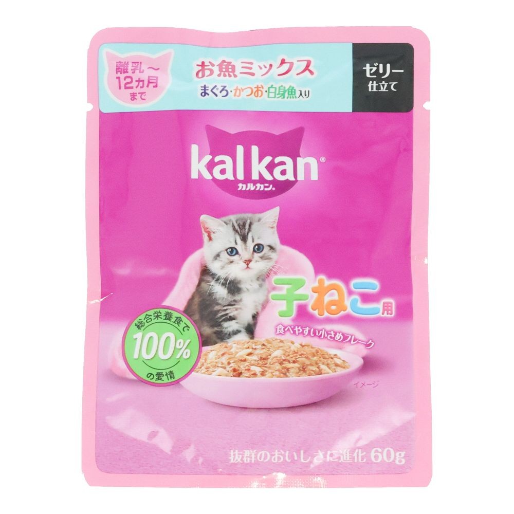 カルカンパウチ　子ねこ用　お魚Ｍ　まぐろ・かつお・白身魚入り, 子ねこ用　お魚ミックス, 60g