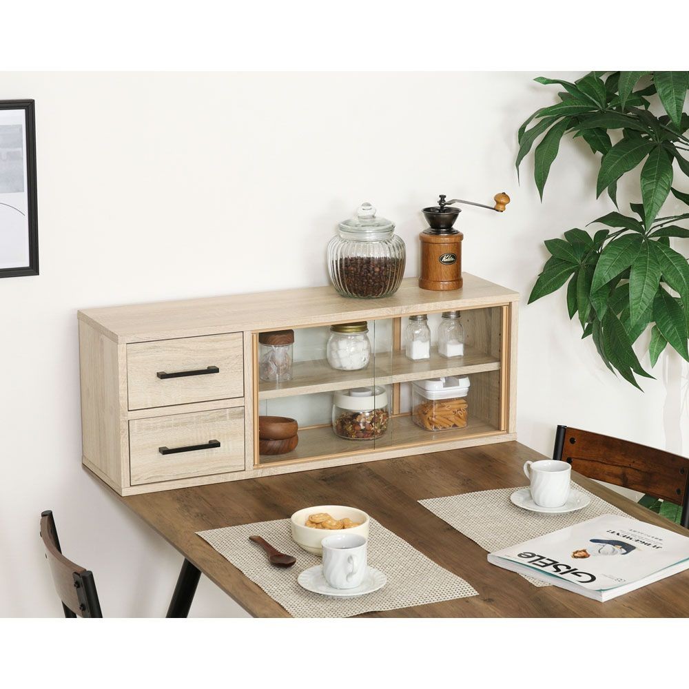 不二貿易 カウンター上収納ラック　８０幅　オーク【メーカー直送・代引不可】, オーク, 幅800mm&times;奥行260mm&times;高さ290mm