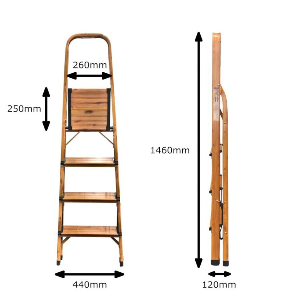 取っ手付アルミステップ木目, 木目（2段）, 2段
