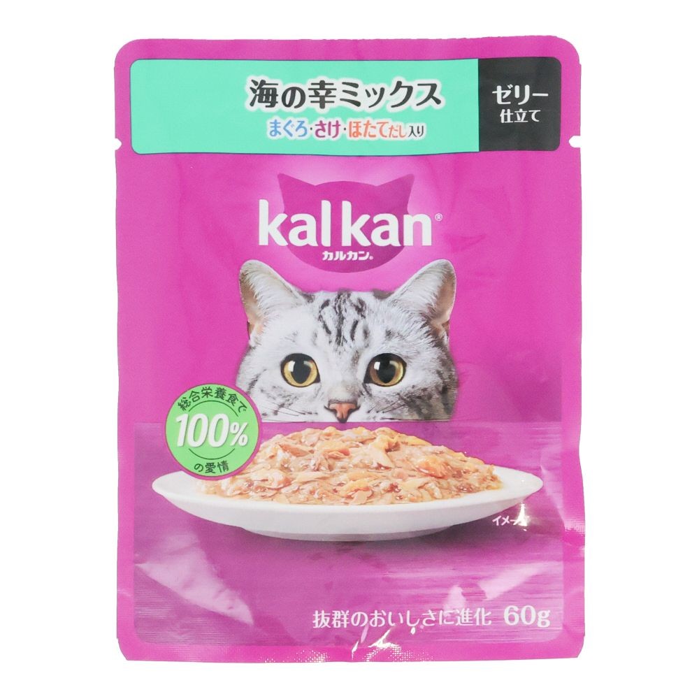 カルカンパウチ　海の幸Ｍ　まぐろ・さけ・ほたてだし入り, 海の幸ミックス, 60g