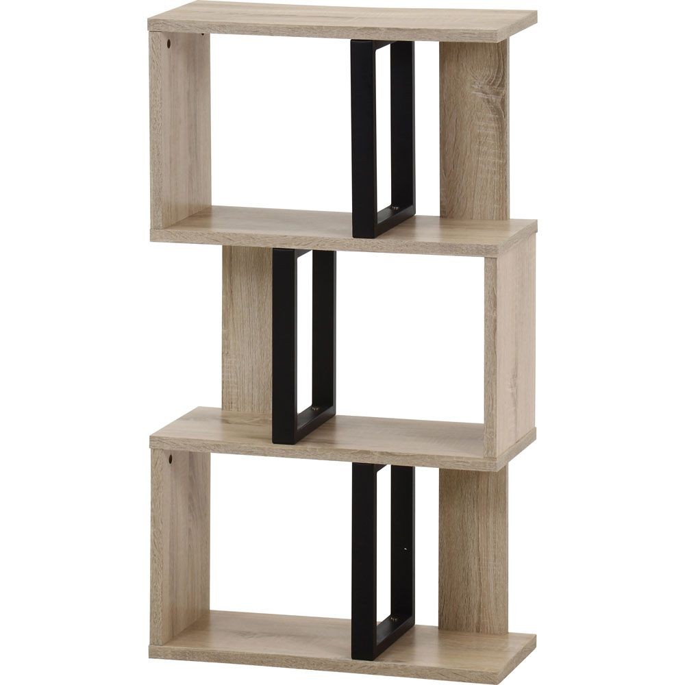 不二貿易 Ｓ字ディスプレイラック　３段　オーク【メーカー直送・代引不可】, オーク, 幅590mm×奥行235mm×高さ1044mm