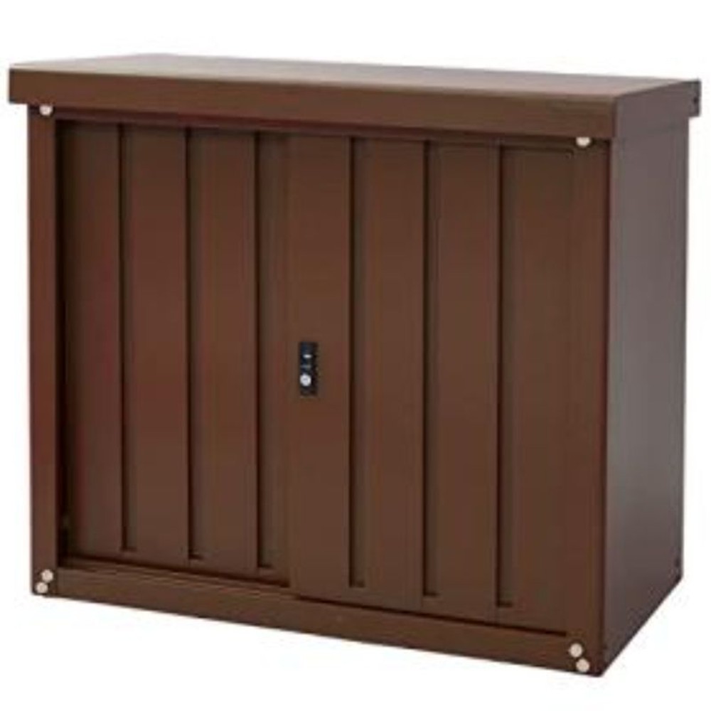 山善　デザイン収納庫  幅927&times;奥行495&times;高さ834mm  DSSBー098（BR）　ガーデンマスター, ブラウン, DSSB-098(BR) 