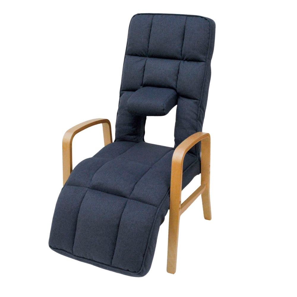腰楽脚楽リラックスチェア, ネイビー, 幅910mm×奥行535mm×高さ380mm