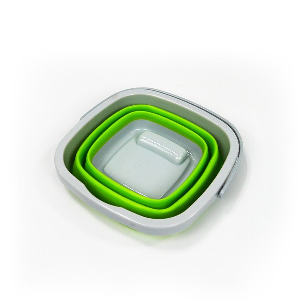 コンパクトに折りたためるソフトバケツ, グリーン, 5.0L