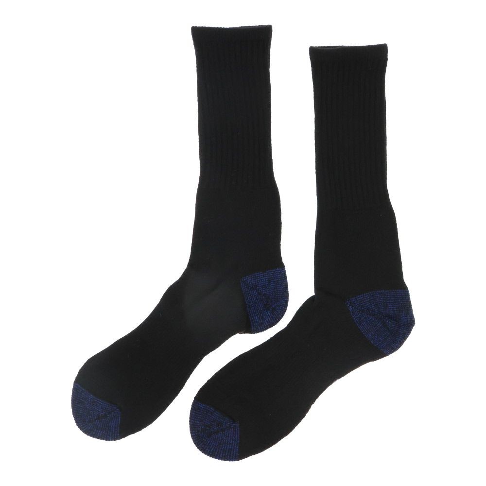 WIZ'A ウィザ 消臭・抗菌　銀イオン６P パイル先丸クルー丈　黒　大寸, 黒, 25.0〜27.0cm