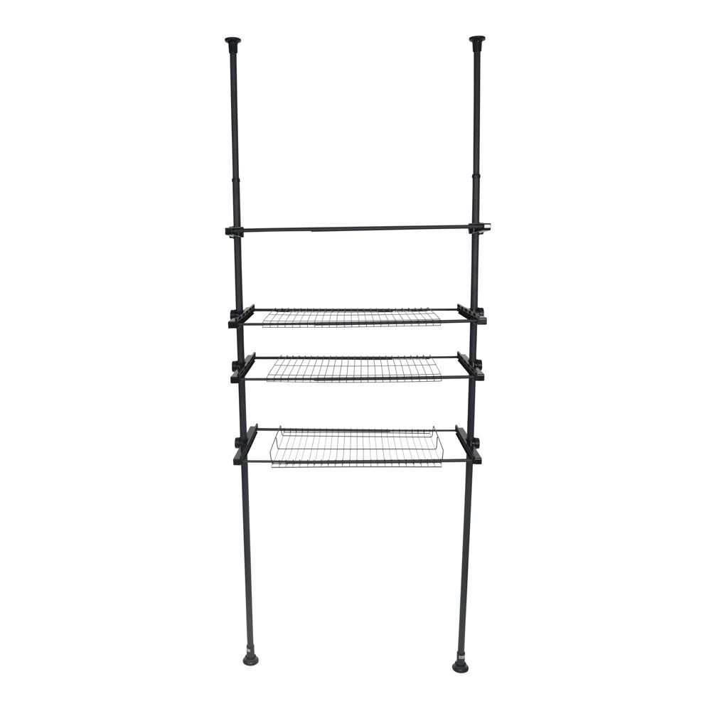 WIZ’A ウィザ デザイン突っ張り洗濯機ラック, ブラック, 4段