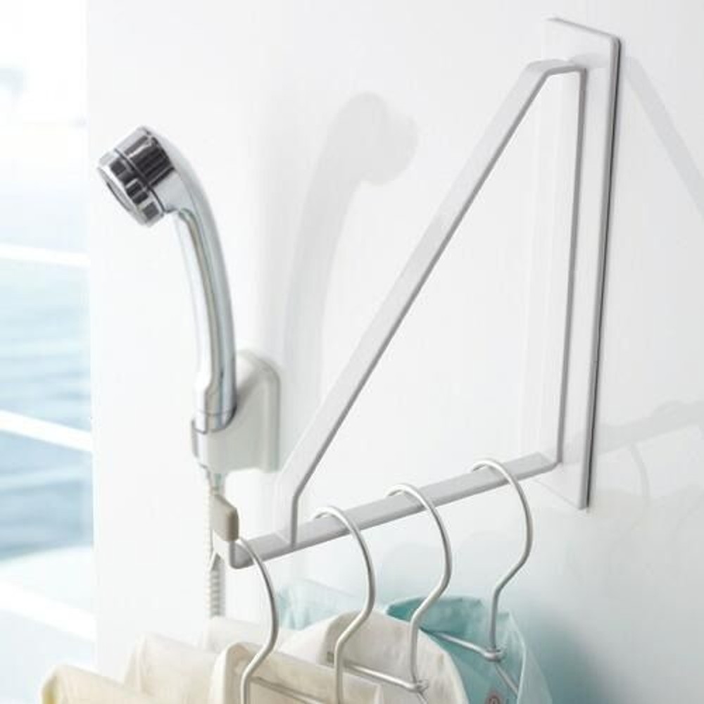 山崎実業 マグネットバスルーム物干しハンガー ミスト MIST, ホワイト, 約5×18.5×23cm