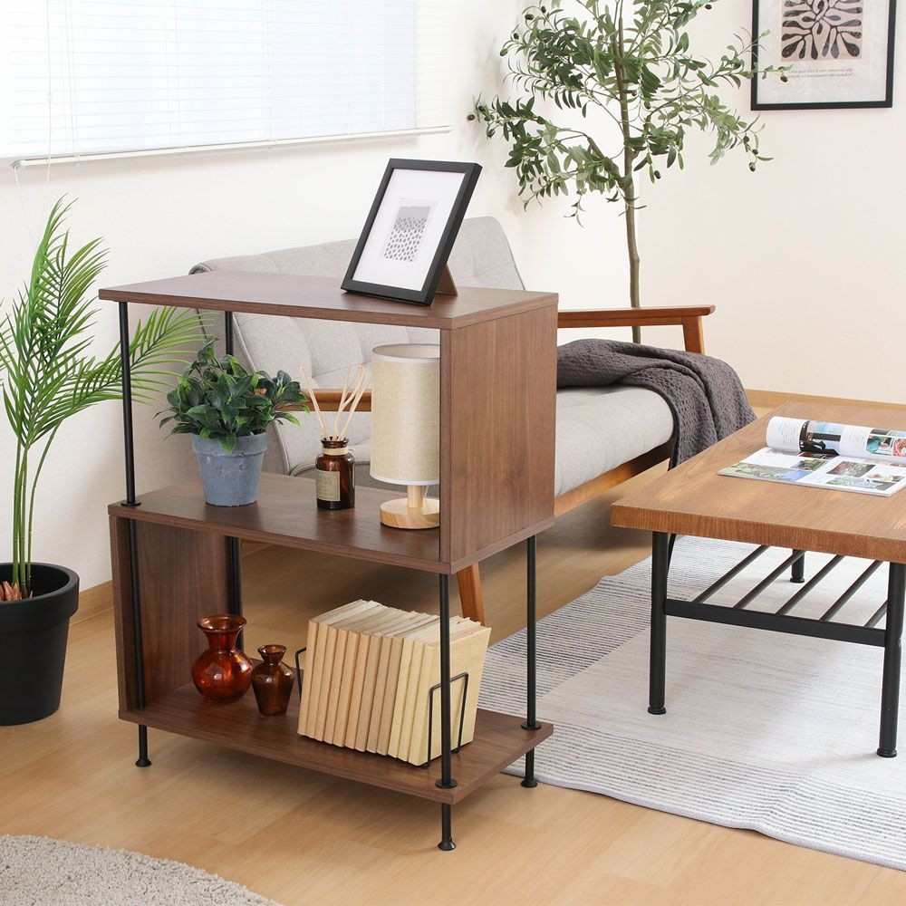 不二貿易 ＥＺＢＯツイストロックＳ型ディスプレイラック３段　ＭＢＲ【メーカー直送・代引不可】, ブラウン, 幅600mm×奥行300mm×高さ745mm