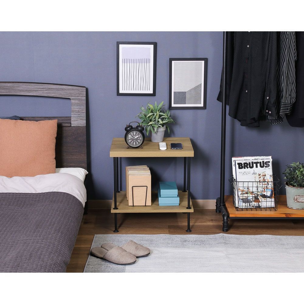 不二貿易 ＥＺＢＯツイストロック　サイドテーブル　ＯＡＫ　ＮＡ【メーカー直送・代引不可】, ナチュラル, 幅470mm&times;奥行400mm&times;高さ480mm