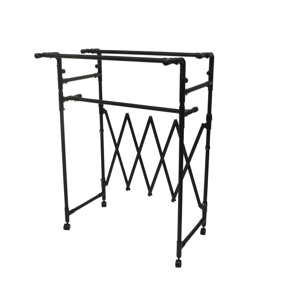 デザイン　縦にも横にも伸縮できる室内物干し, ブラック, 伸縮式