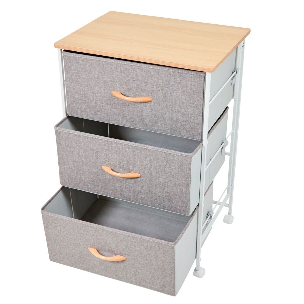 組立簡単ファブリックチェスト４８幅３段, ブラウン, 3段