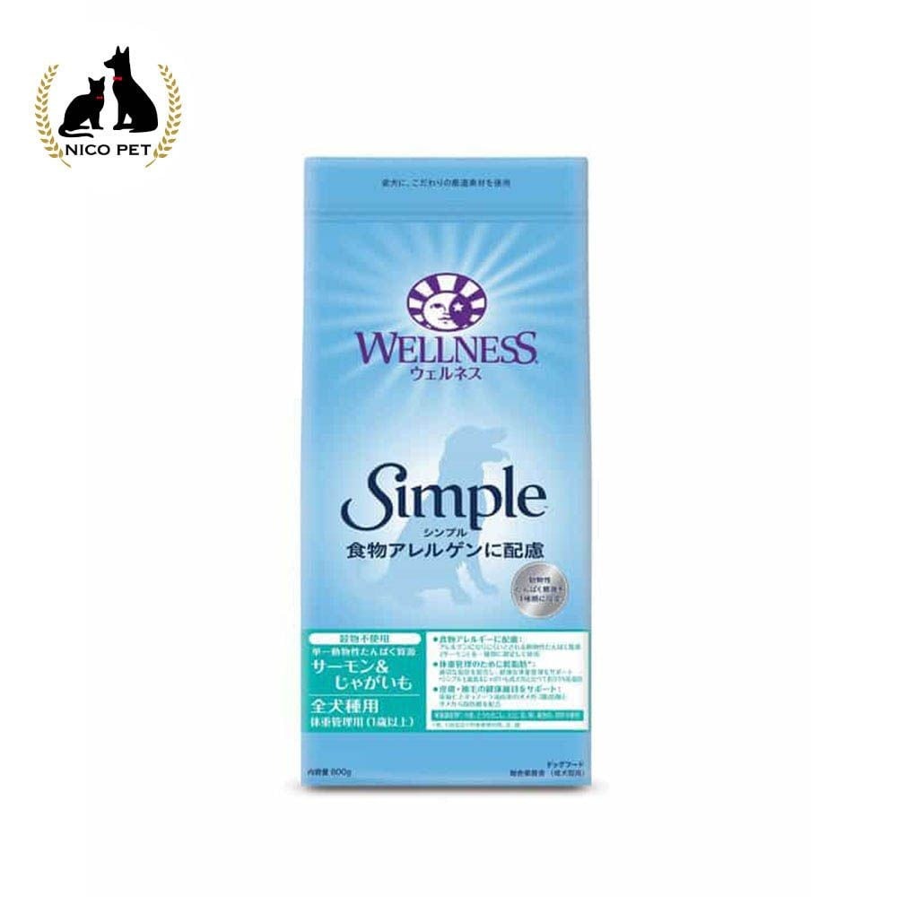 ウェルネス シンプル 全犬種用 体重管理用 （1歳以上用 ） サーモン＆じゃがいも 800g, サーモン&じゃがいも, 800g