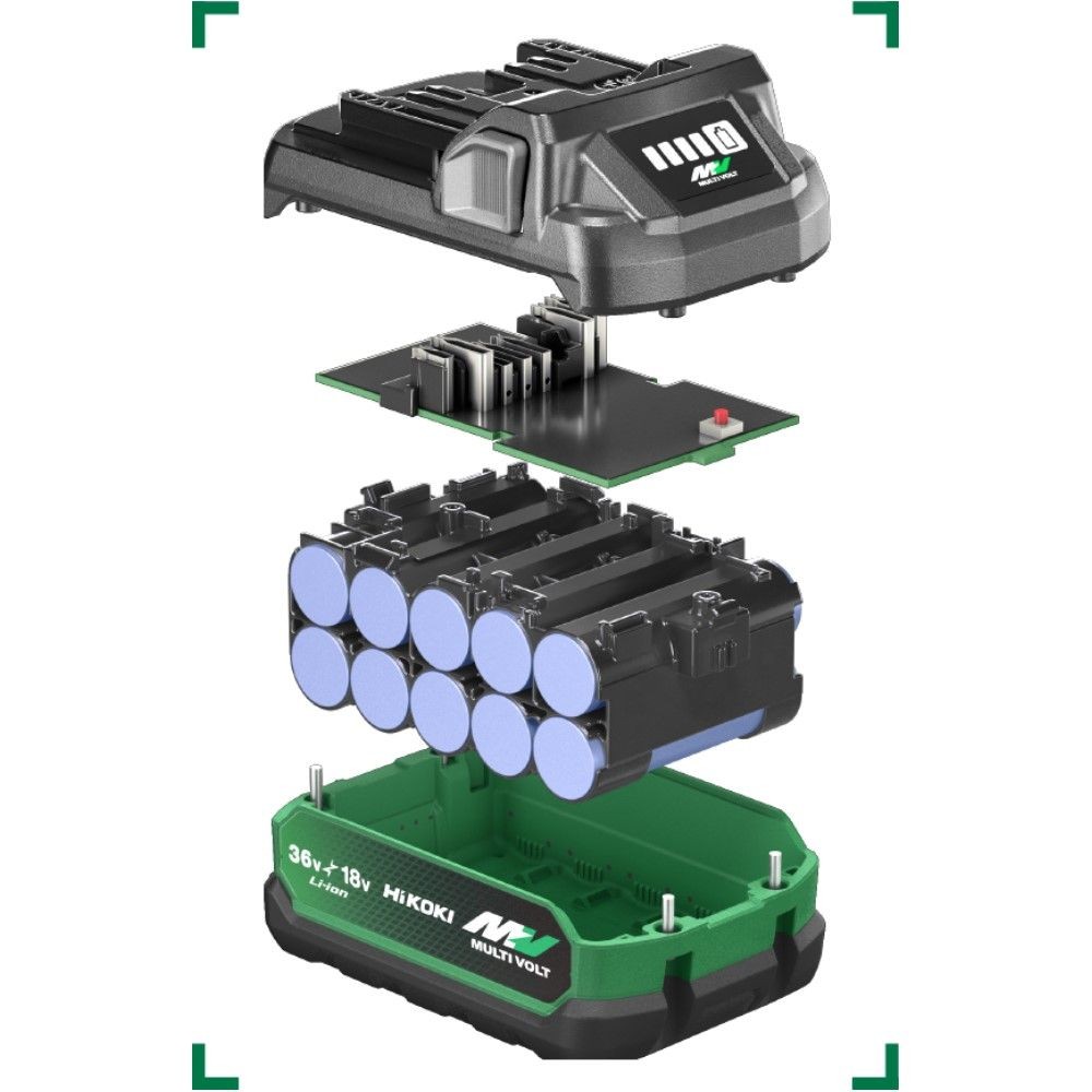 HiKOKI ハイコーキ マルチボルトリチウムイオン蓄電池 BSL36A18X 36V2.5Ah・18V5.0Ah, ブラック/グリーン, マルチボルトリチウムイオン蓄電池