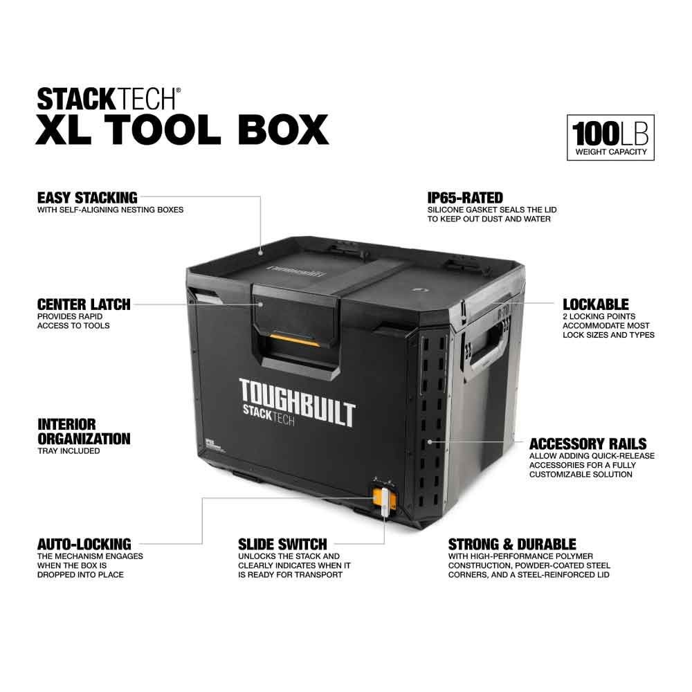 TOUGHBUILT（タフビルト）STACK TECH(スタックテック) 　ツールボックス70　TB-B1-B-70, ブラック, TB-B1-B-70