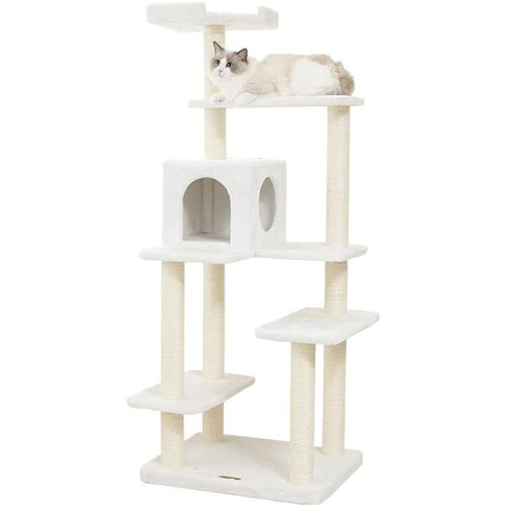 Mau　キャットタワー　プルミエ, ホワイト, 150.5cm