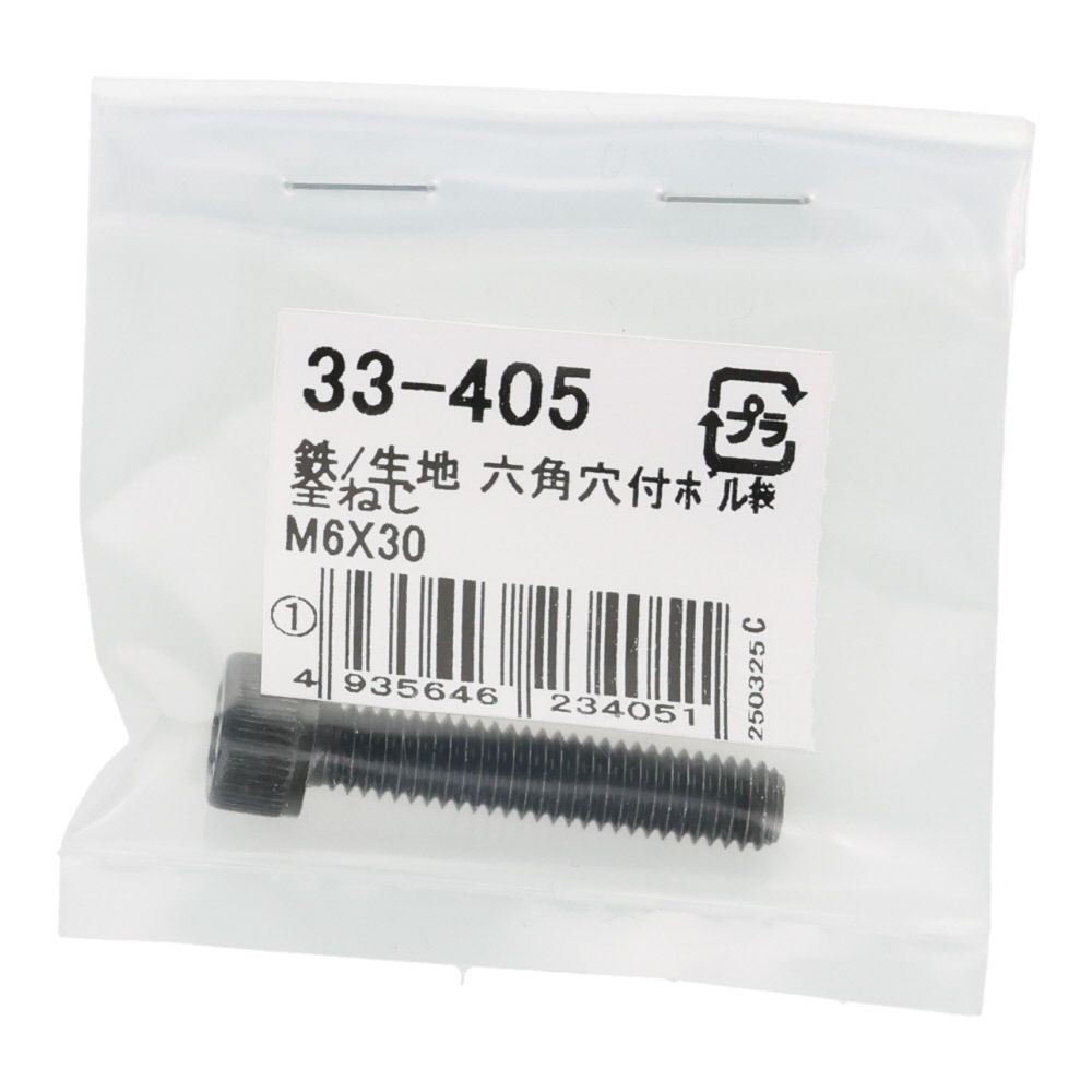 生地　六角穴付ボルト　Ｍ６&times;３０ｍｍ　１本入, ボルト, M6&times;30