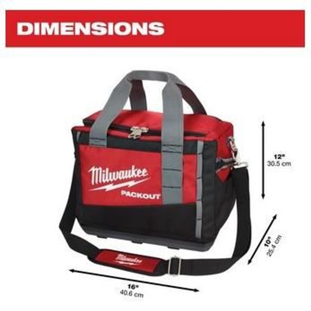 milwaukee PACKOUT 15インチツールバッグ 48-22-8321N, ブラック×レッド, 幅406×奥行254×高さ305mm