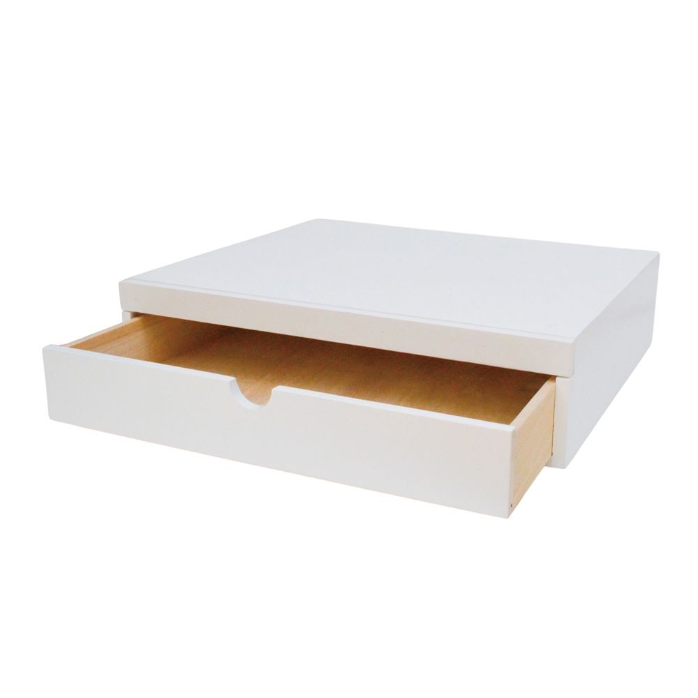 家電下スライドトレー　引き出し付　４５ｃｍ幅, ホワイト, 45cm