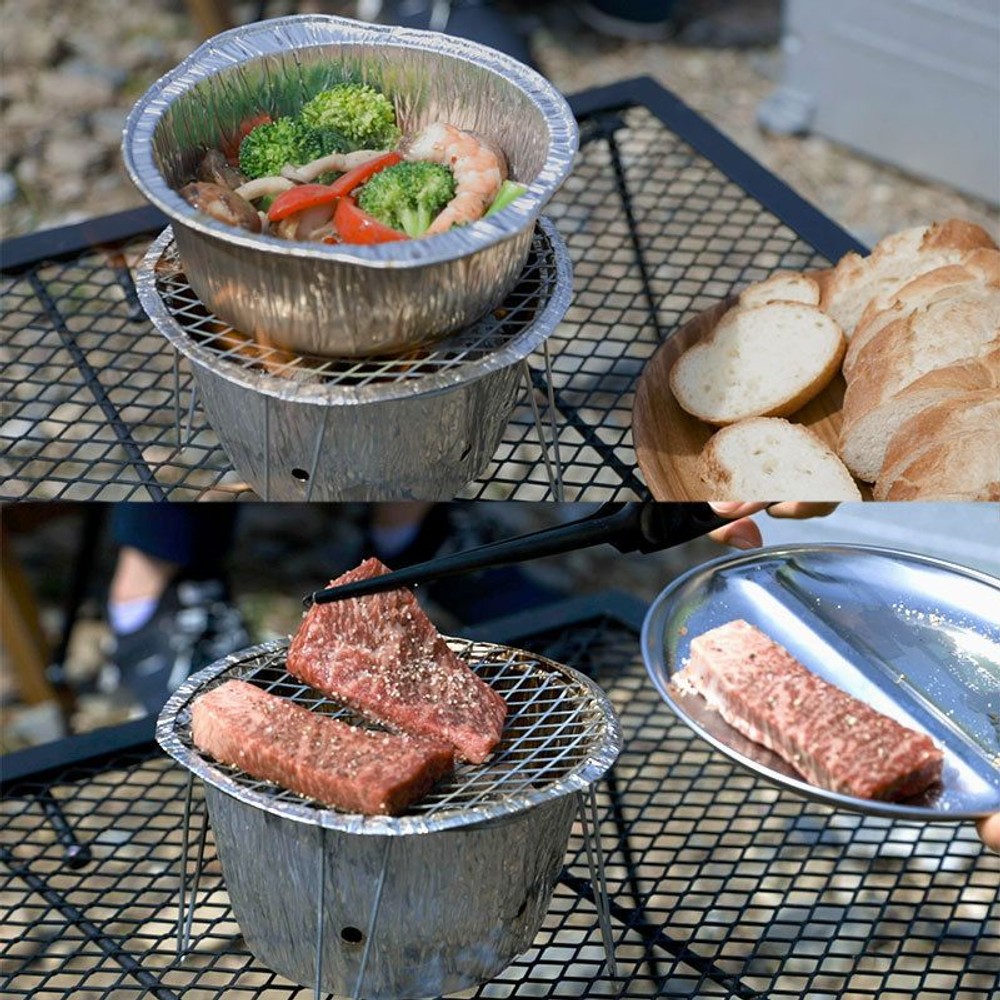 アルミ製簡単鍋＆ＢＢＱコンロ, アルミニウム, 幅185×奥行185