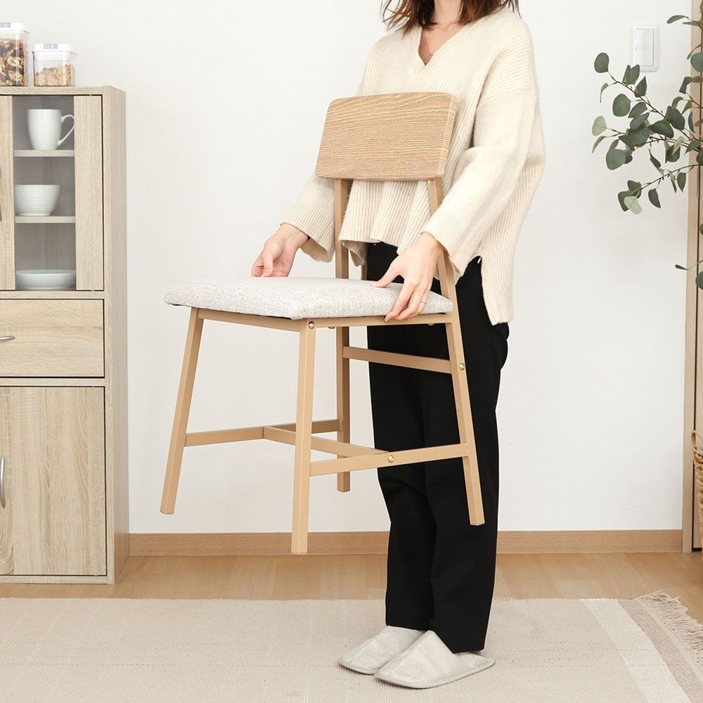 不二貿易 マリー　ダイニングセット４点　ベージュカラー【メーカー直送・代引不可】, ベージュ, 幅1100mm&times;奥行700mm&times;高さ720mm