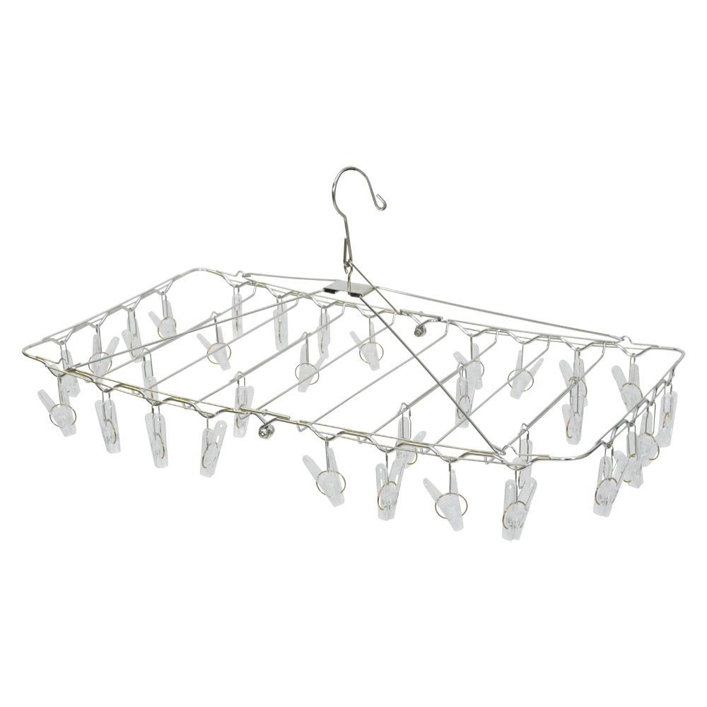 WIZ'A ウィザ 丈夫なポリカピンチ付ステンレスハンガー３２ピンチ, ステンレス, 32P