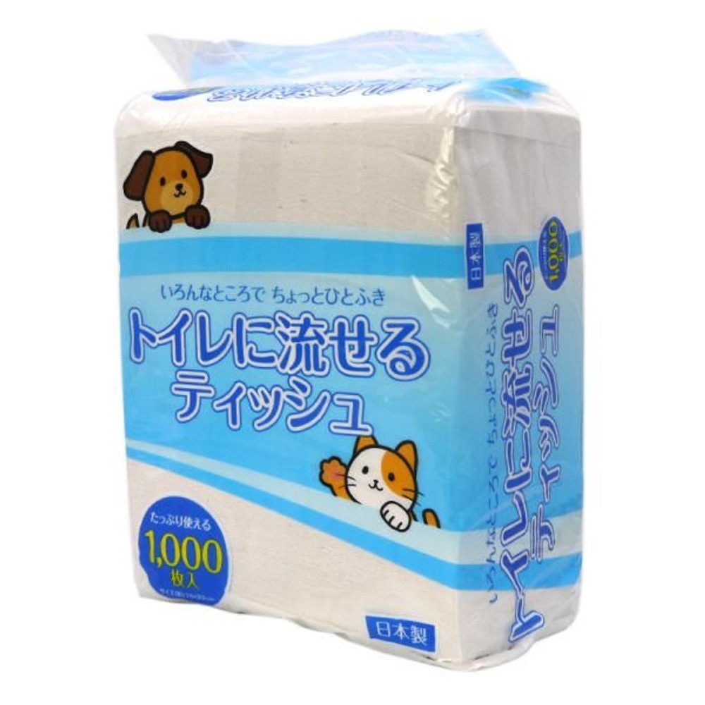 ペット用トイレに流せるティッシュ1000枚 ×12個セット, 12個セット, 1000枚
