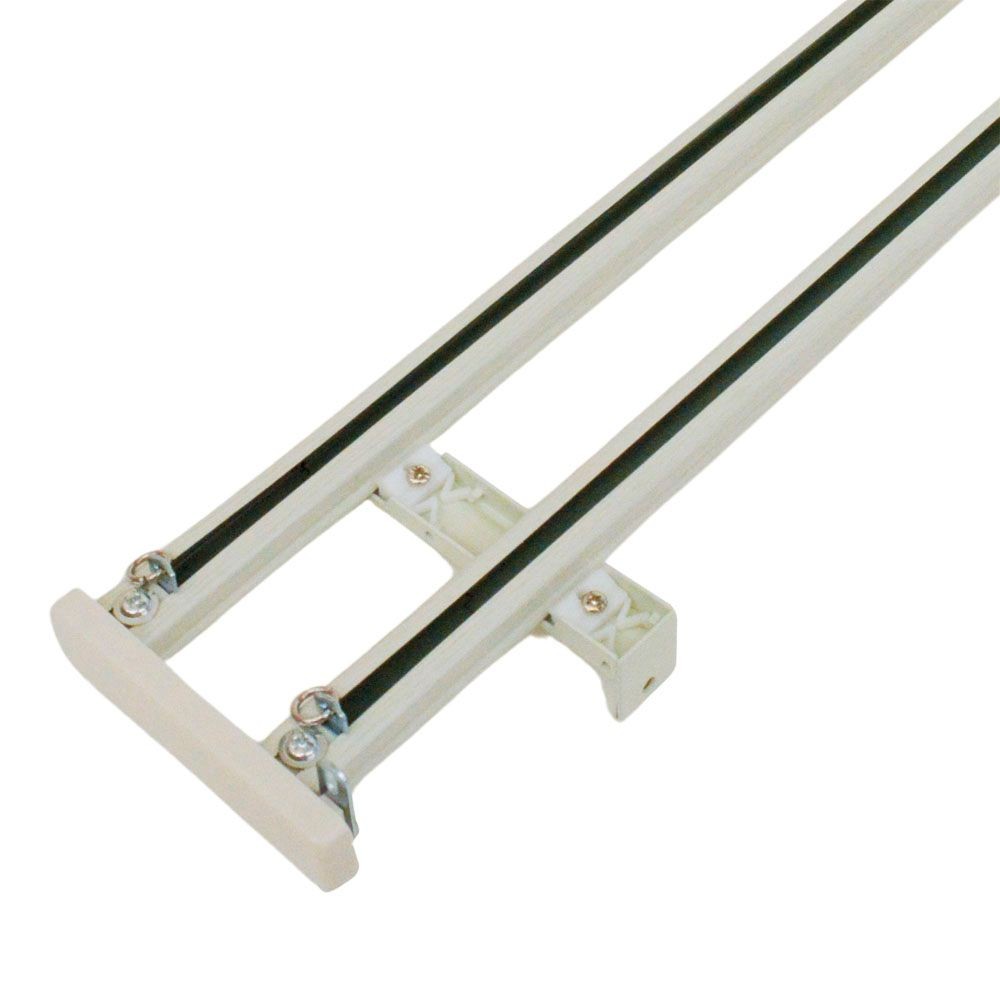 伸縮角型カーテンレール　３．０ｍ用ダブル, 木目ブラウン, 3.0ｍ用ダブル