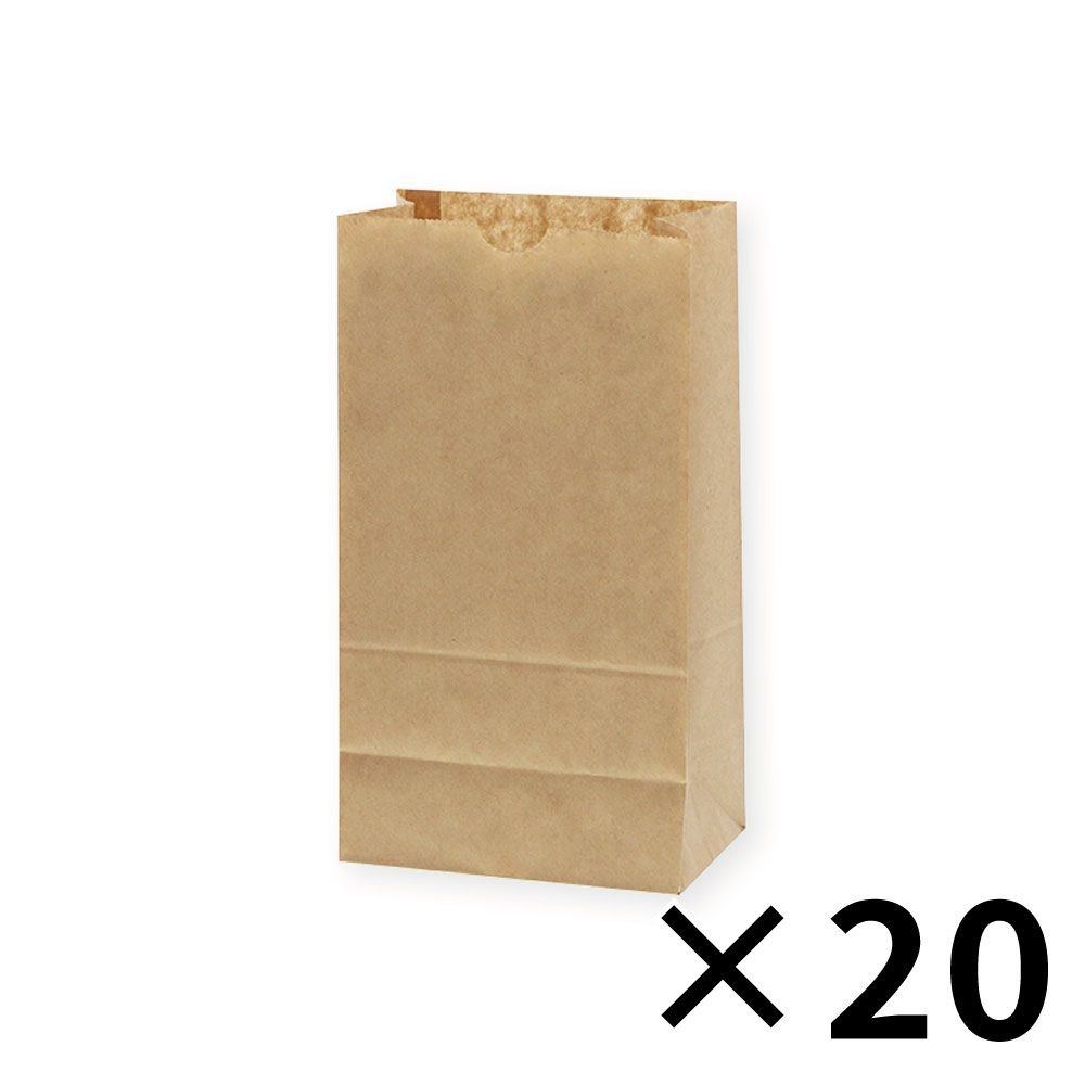 【20個セット】HEIKO 紙袋 角底袋 No.4 未晒無地 100枚/袋 クラフト シモジマ 【メーカー直送・代引不可】, 無地, 4010400