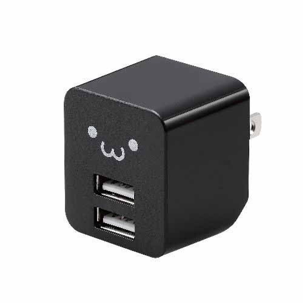 2.4A USB AC充電器 MPA-ACUX02BF, ブラックフェイス, 2ポート