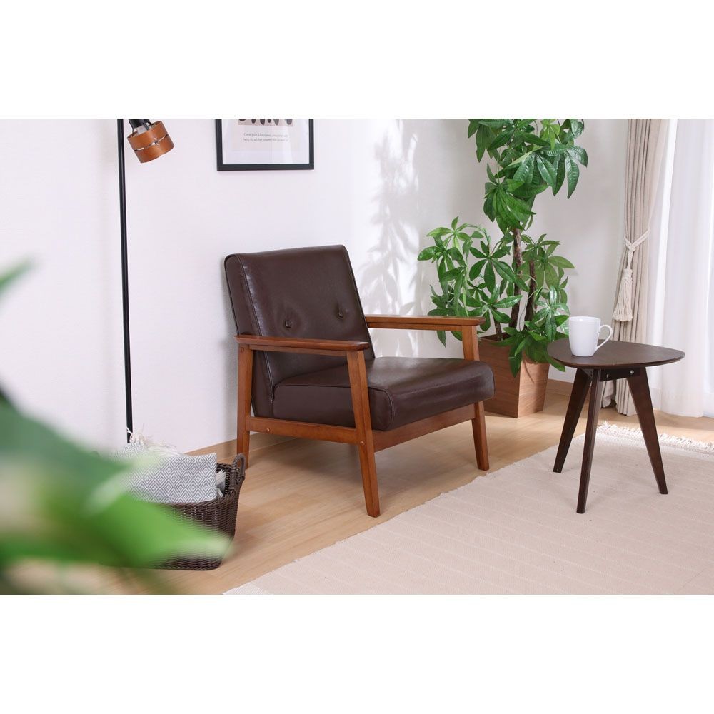 不二貿易 バイキャストＰＵソファ　ミート　１Ｐ　ＬＢＲ【メーカー直送・代引不可】, ライトブラウン, 幅640mm×奥行720mm×高さ700mm