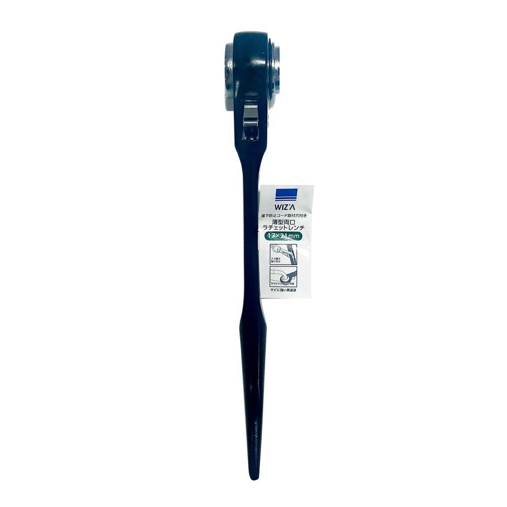 WIZ'A ウィザ 薄型両口ラチェットレンチ 17&times;21mm WZRA-1721SBK, ブラック/シルバー, D235&times;W41&times;H28.5mm