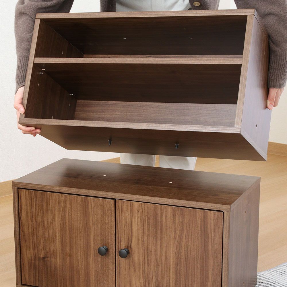 不二貿易 ＥＺＢＯ　コネクトボックス　棚付き　ＭＢＲ【メーカー直送・代引不可】, ブラウン, 幅600mm×奥行300mm×高さ310mm