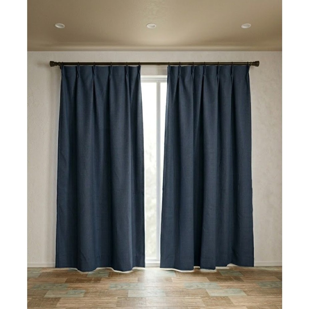 遮光性２重カーテン　ノクターン　ダークブルー, ダークブルー, 100&times;135cm