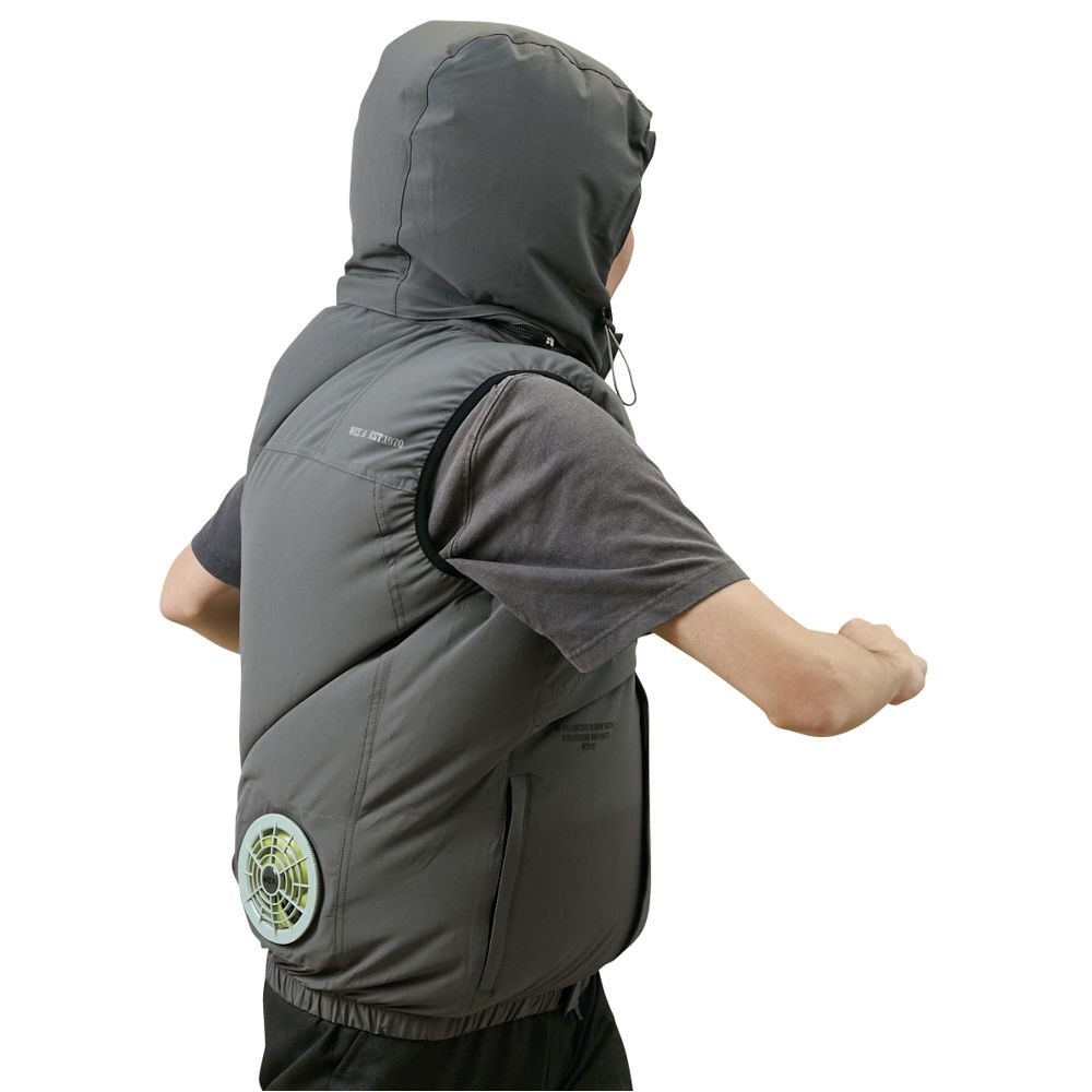 【2025年モデル】ウイザ WIZ'A サイドファン空調ウェアＰＲＯ　半袖　チャコールグレー, チャコールグレー, Mサイズ